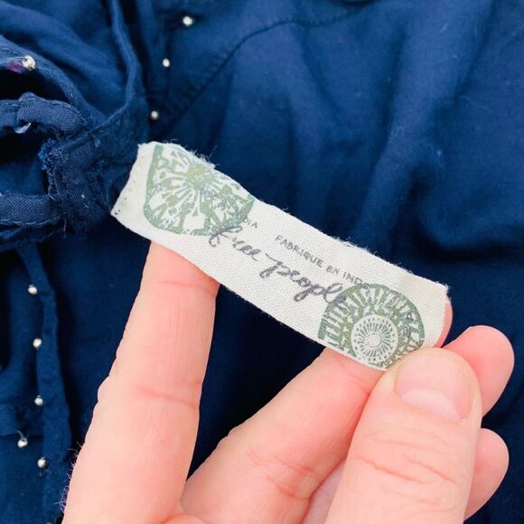 Free People navy ruffle cami top with cross back S - Picture 3 of 7